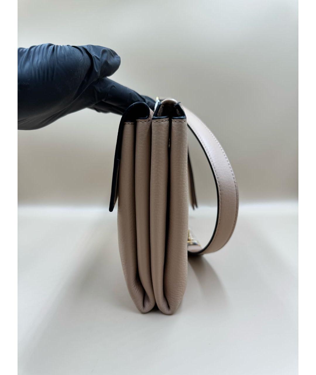 COCCINELLE Бежевая кожаная сумка через плечо, фото 4
