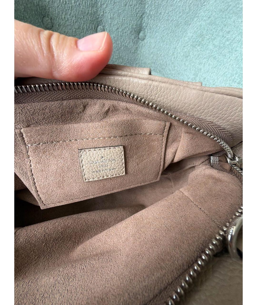LOUIS VUITTON Бежевая кожаная сумка через плечо, фото 4