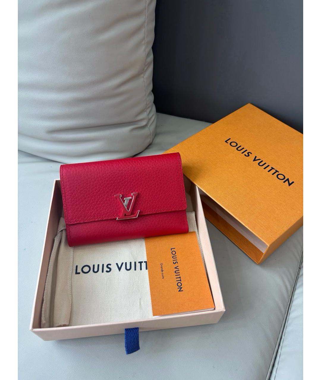 LOUIS VUITTON Красный кожаный кошелек, фото 2