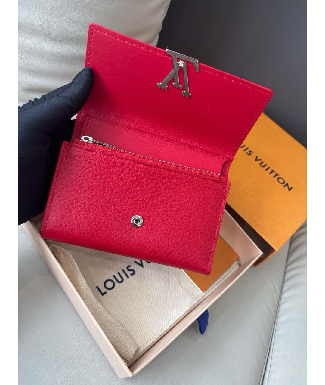 LOUIS VUITTON Красный кожаный кошелек, фото 5