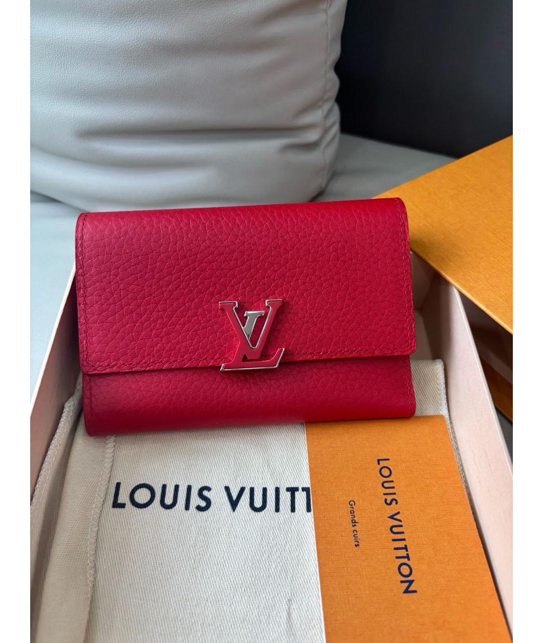 LOUIS VUITTON Красный кожаный кошелек, фото 8