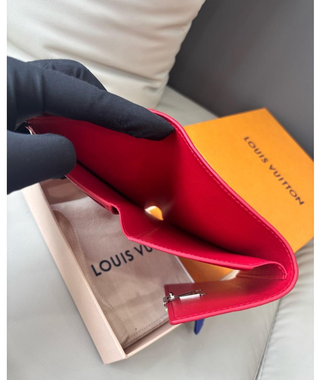 LOUIS VUITTON Красный кожаный кошелек, фото 7