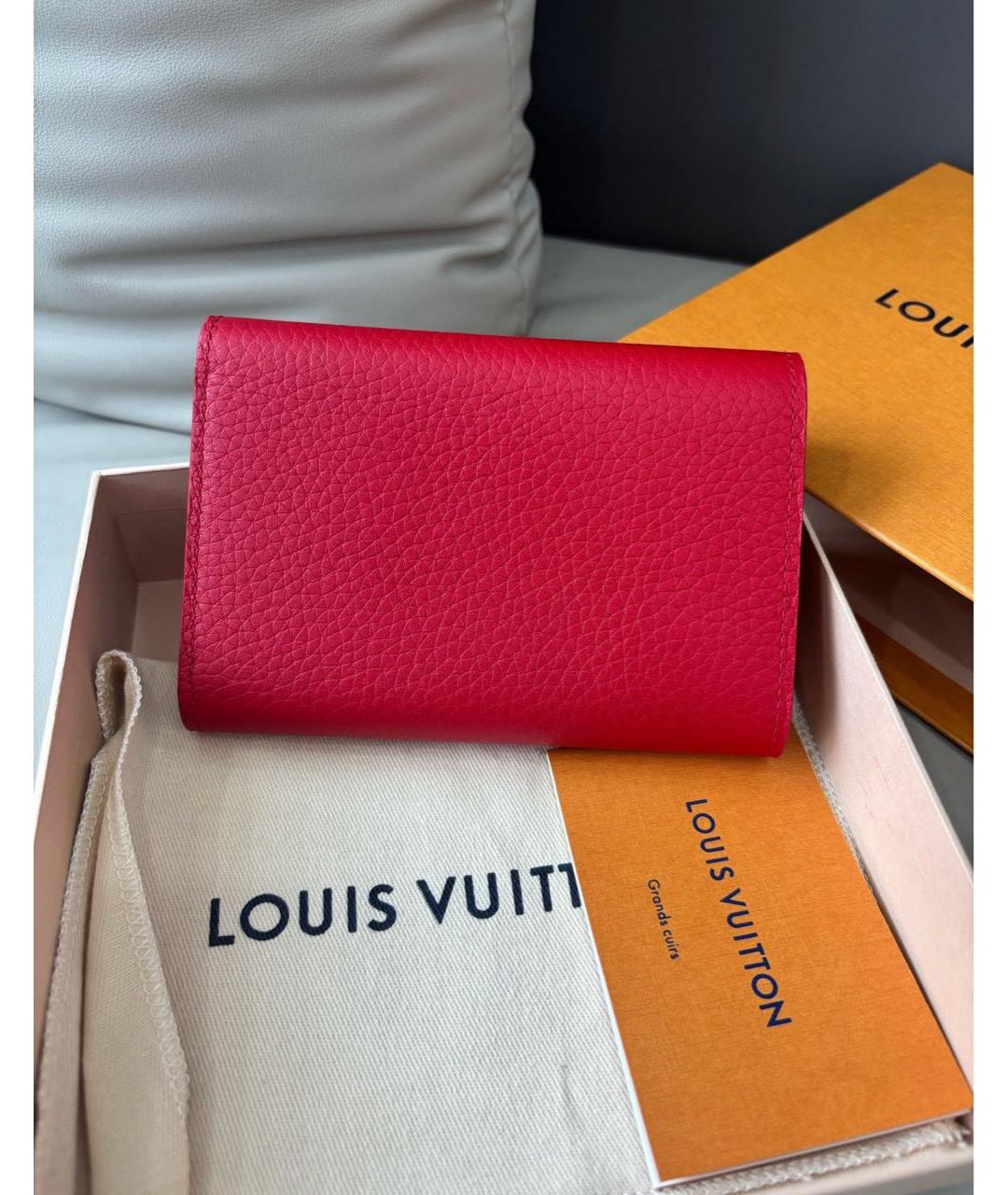 LOUIS VUITTON Красный кожаный кошелек, фото 4