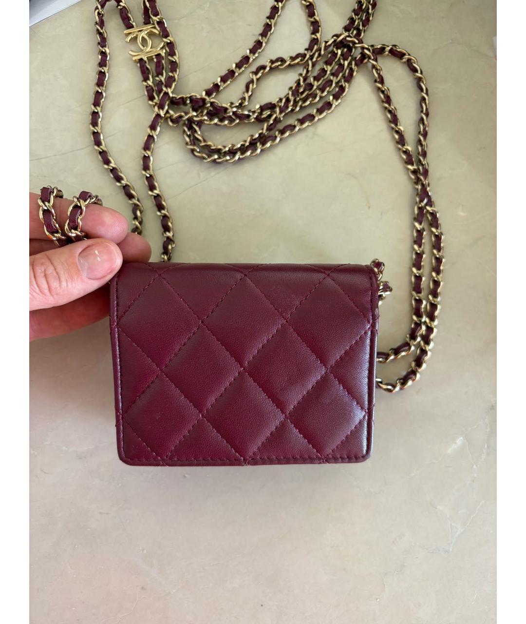 CHANEL Бордовая кожаная сумка через плечо, фото 4