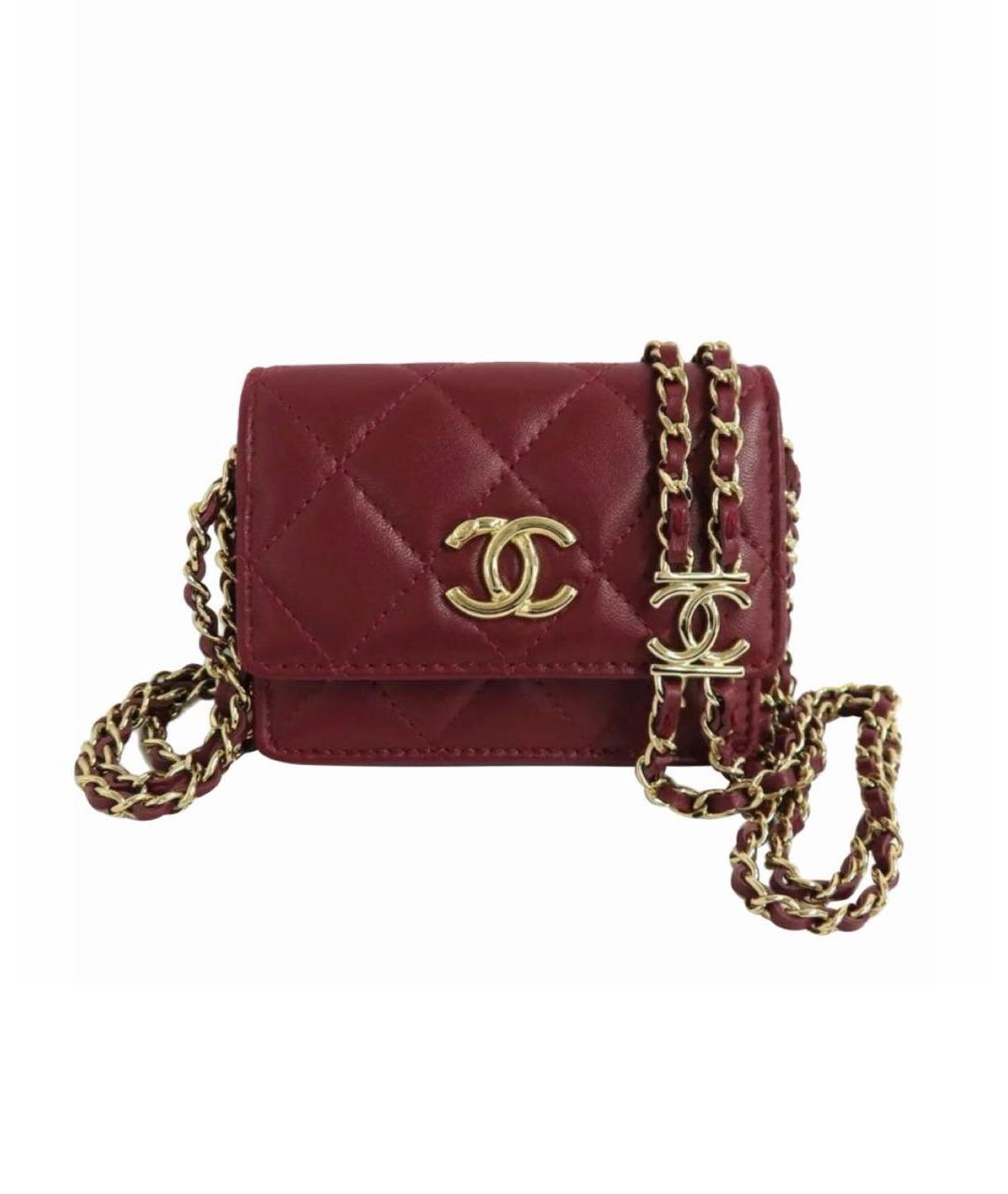CHANEL Бордовая кожаная сумка через плечо, фото 8