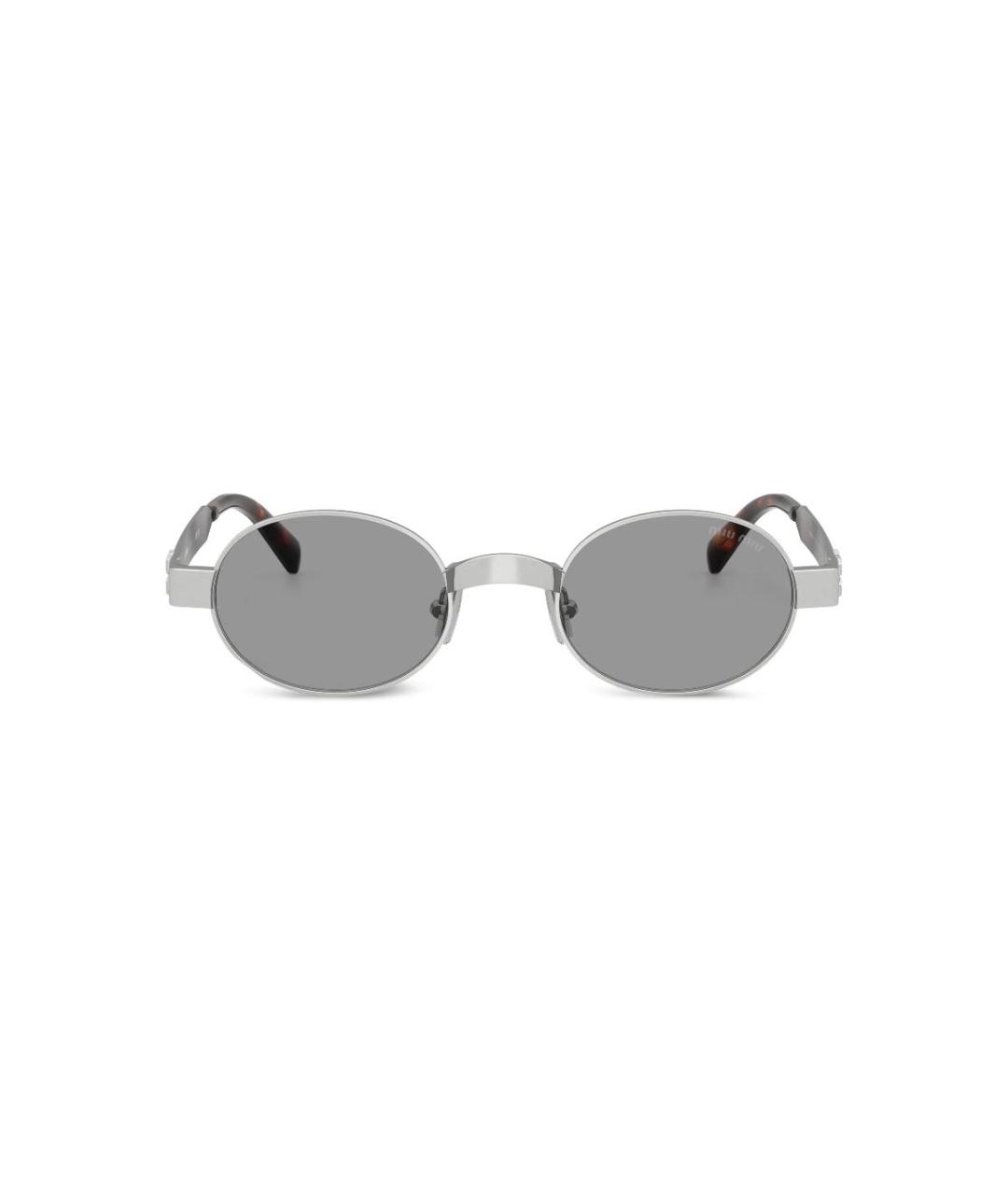 MIU MIU Серебряные металлические солнцезащитные очки, фото 2