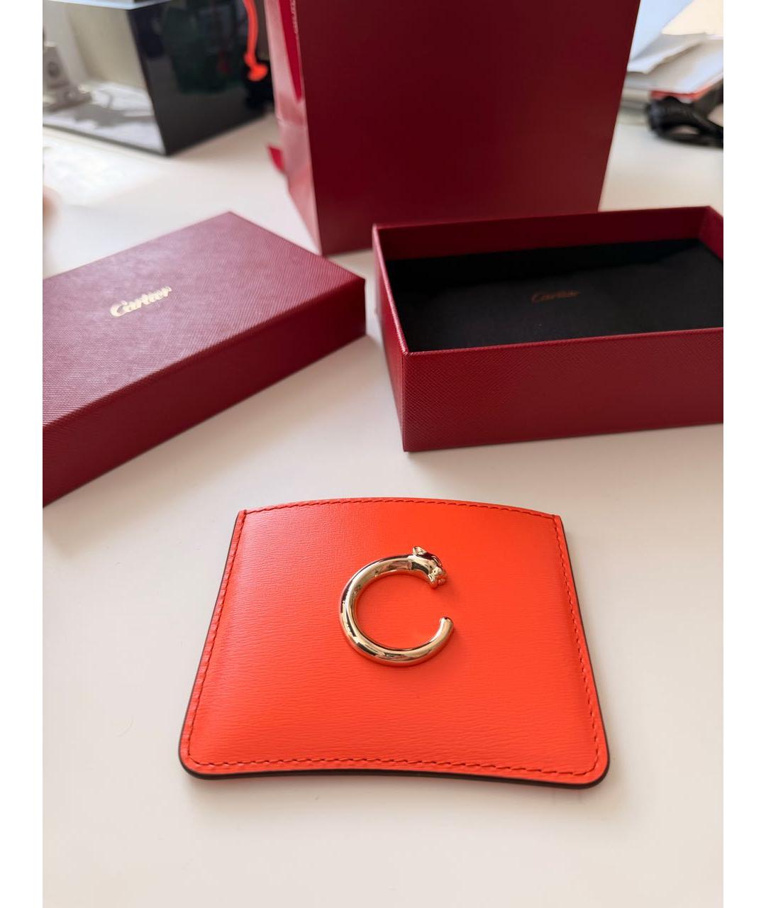 CARTIER Оранжевый кожаный кардхолдер, фото 4
