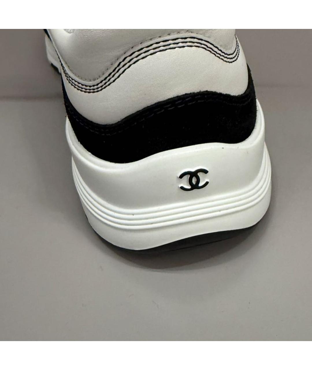 CHANEL Белые кожаные кроссовки, фото 5