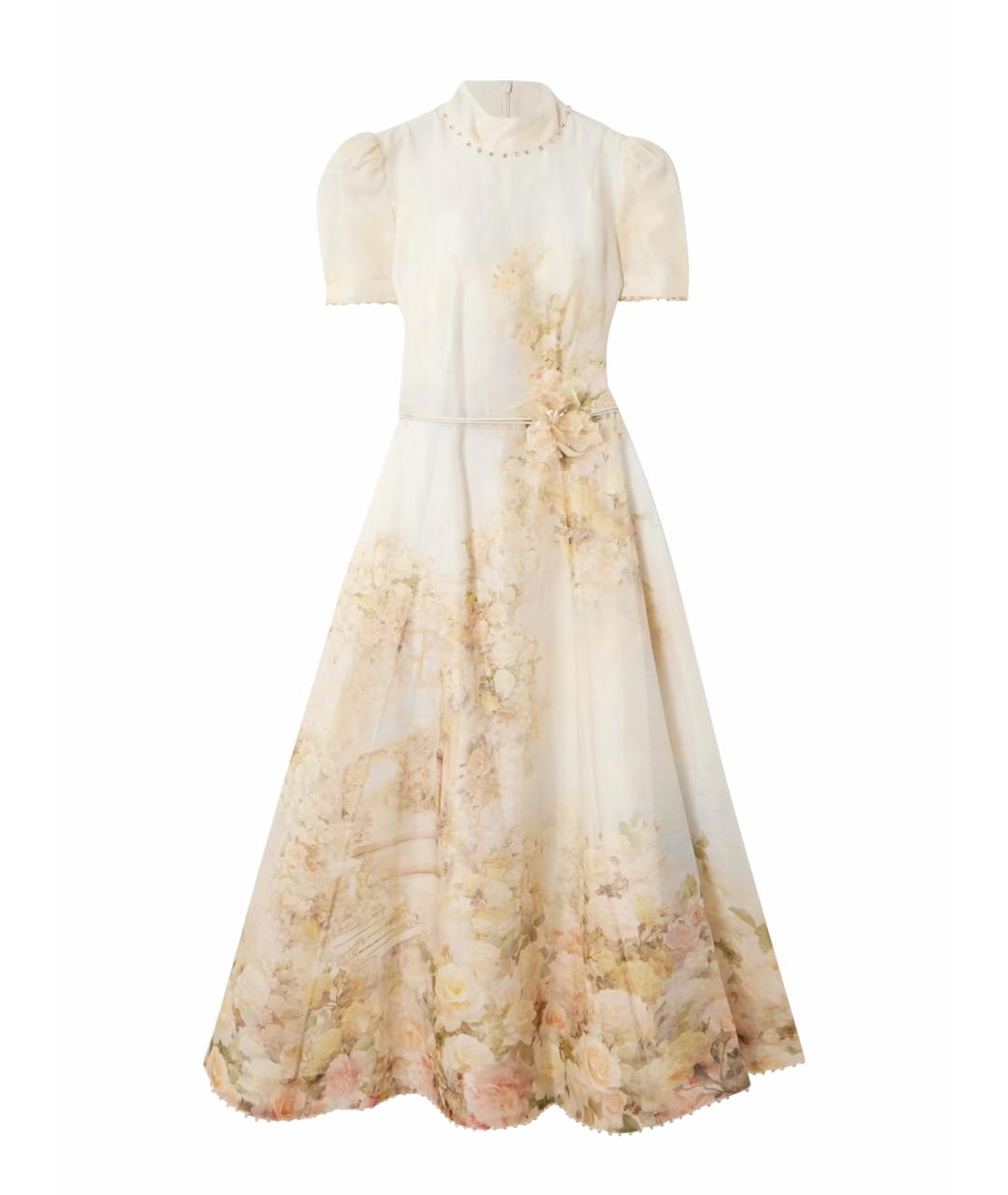 ZIMMERMANN Бежевое льняное коктейльное платье, фото 1