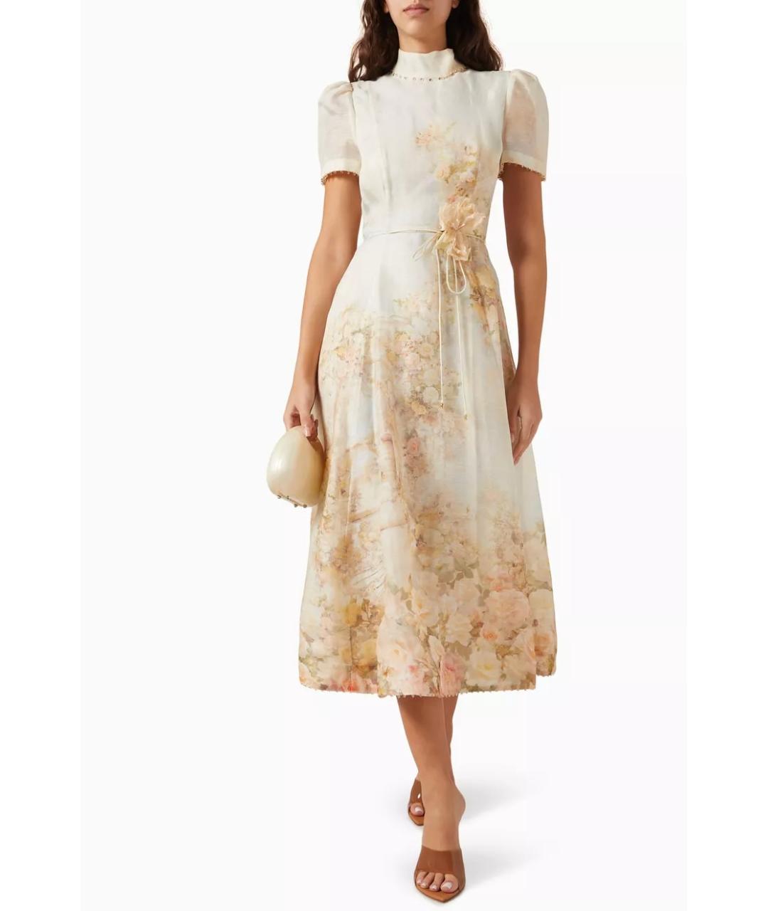 ZIMMERMANN Бежевое льняное коктейльное платье, фото 4