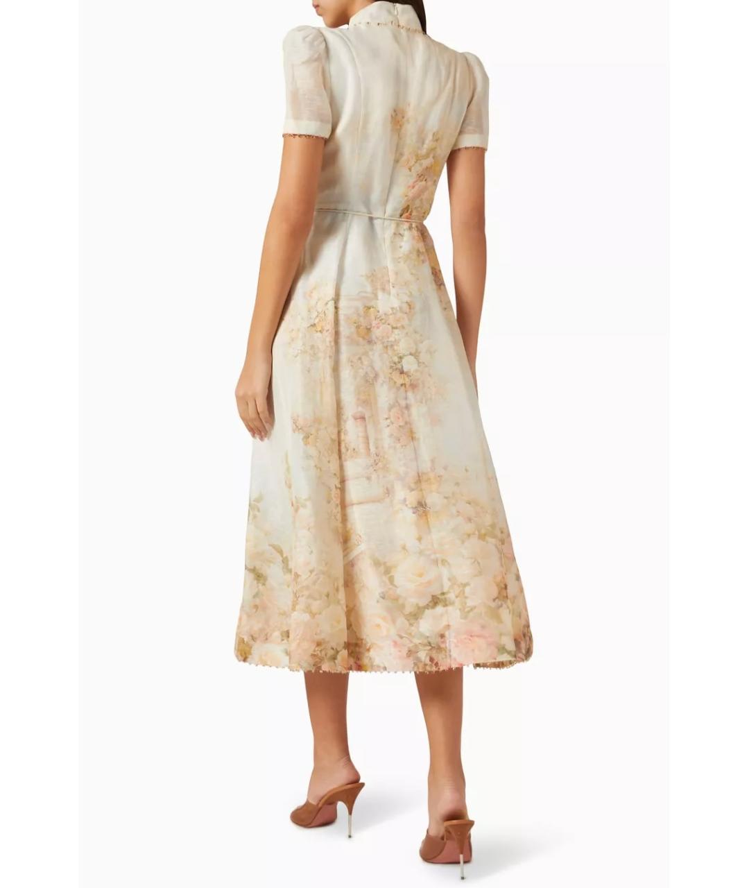 ZIMMERMANN Бежевое льняное коктейльное платье, фото 6