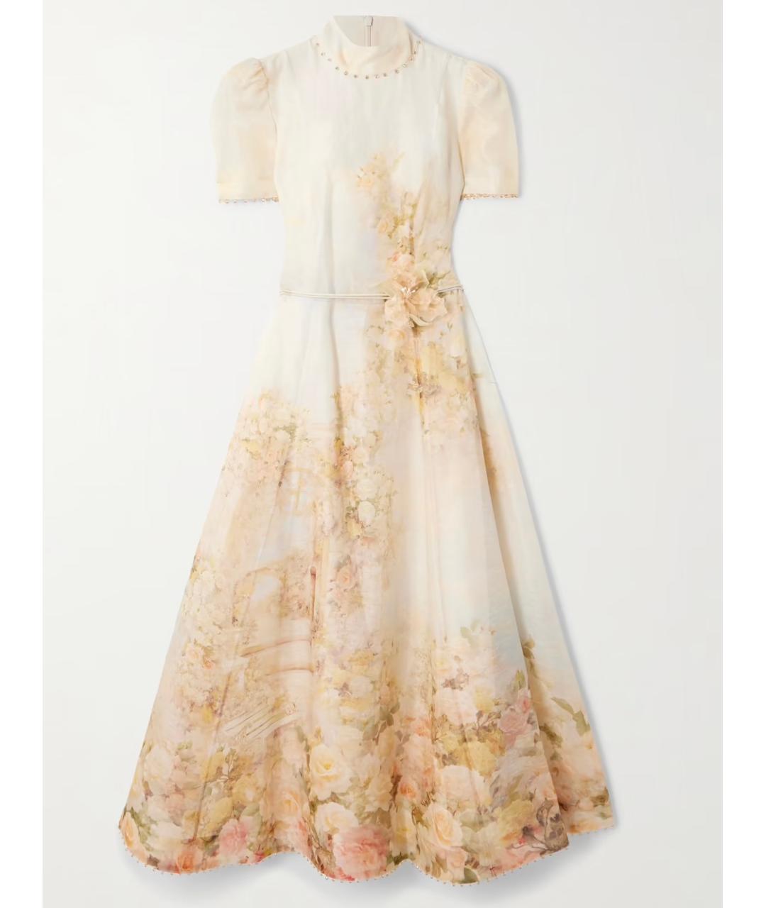 ZIMMERMANN Бежевое льняное коктейльное платье, фото 10