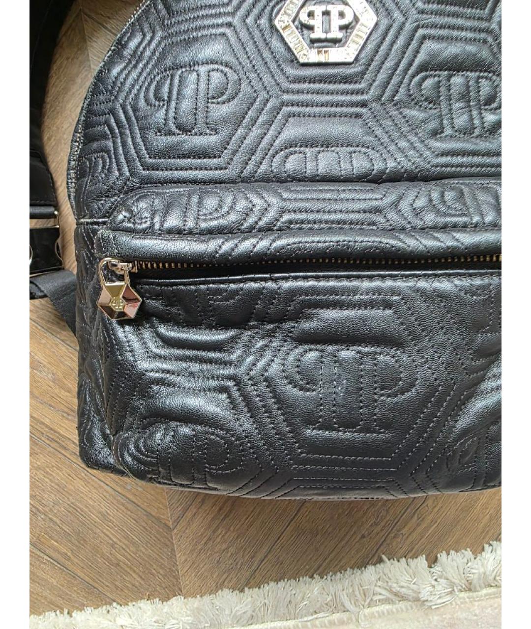 PHILIPP PLEIN Черный кожаный рюкзак, фото 5