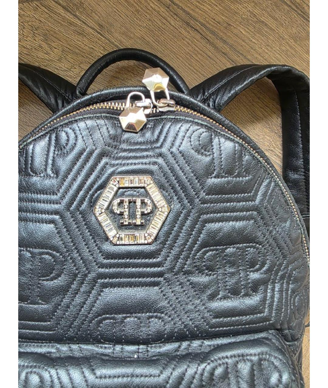 PHILIPP PLEIN Черный кожаный рюкзак, фото 4