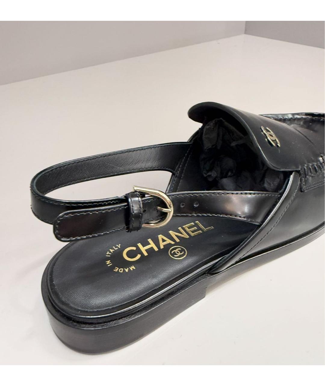CHANEL Черные кожаные мюли, фото 4