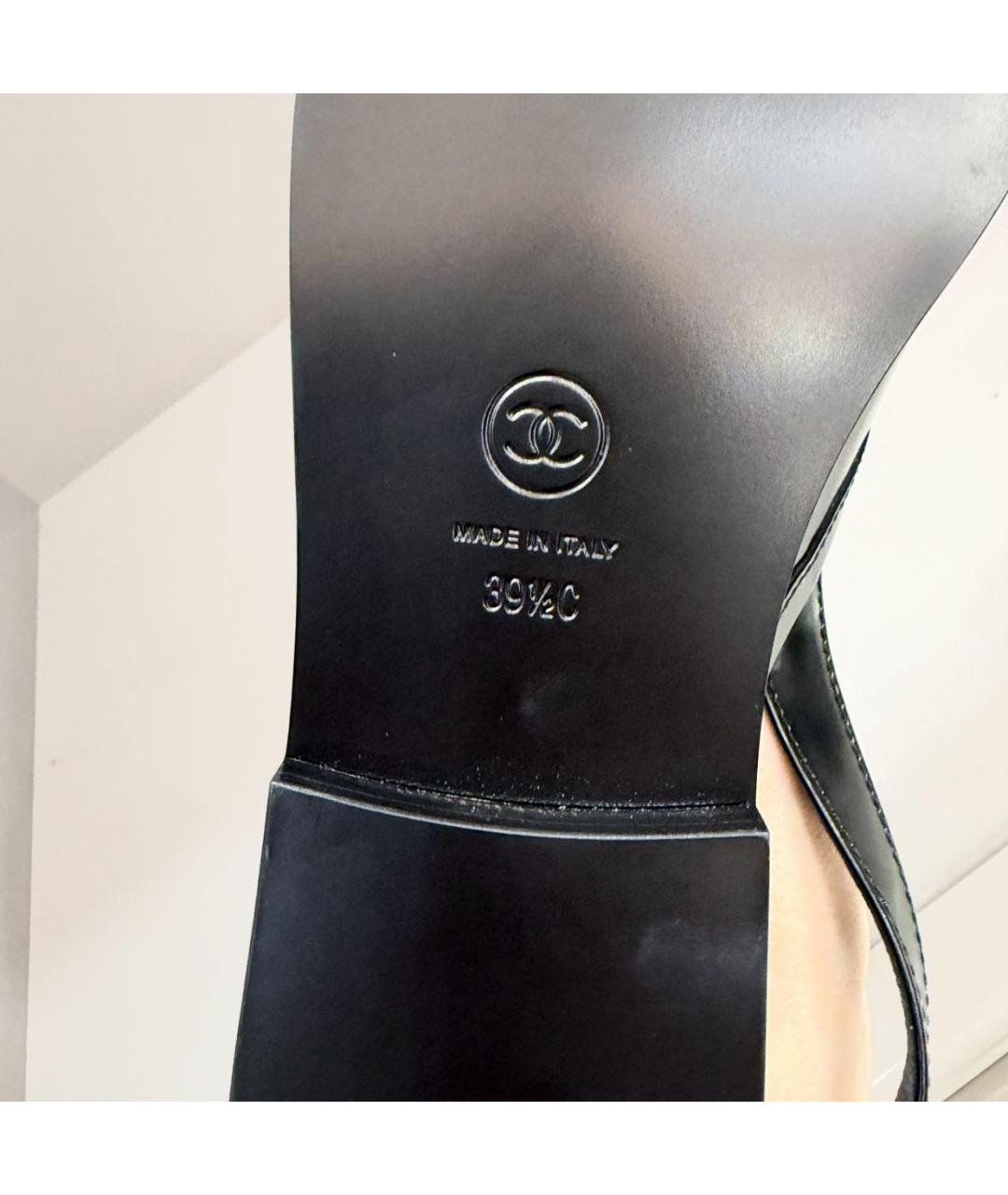 CHANEL Черные кожаные мюли, фото 5