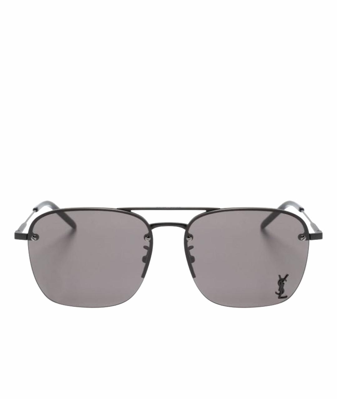 SAINT LAURENT Черные металлические солнцезащитные очки, фото 1