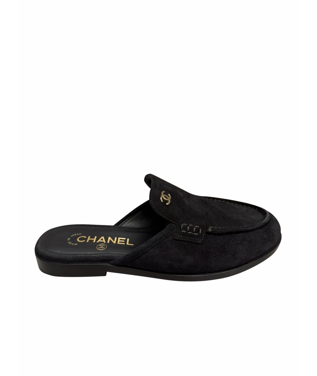 CHANEL Черные замшевые мюли, фото 1