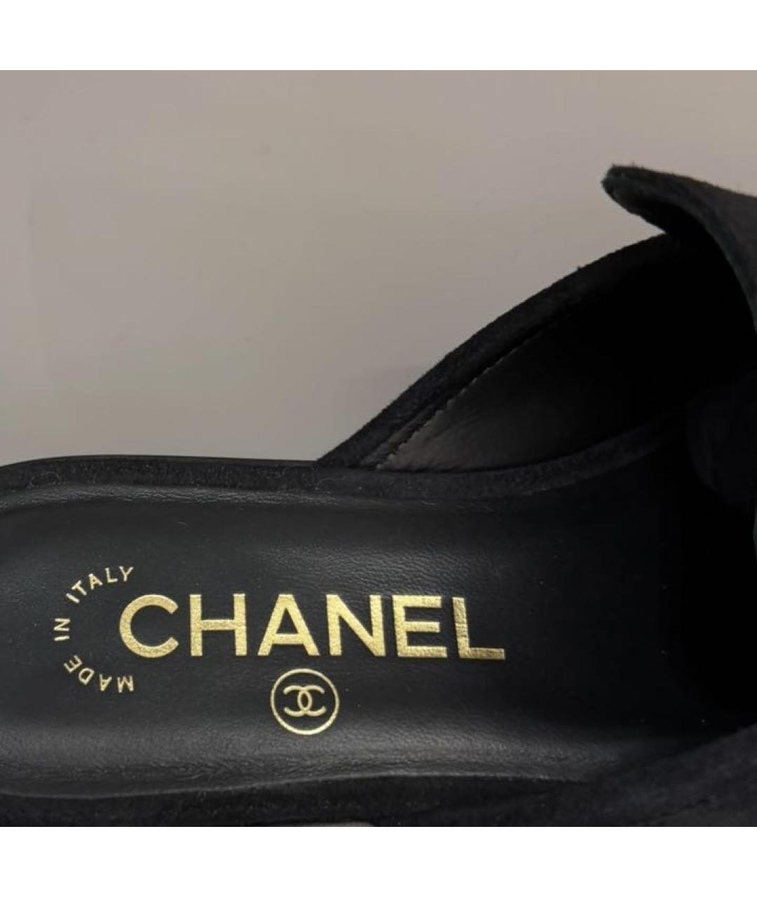 CHANEL Черные замшевые мюли, фото 4