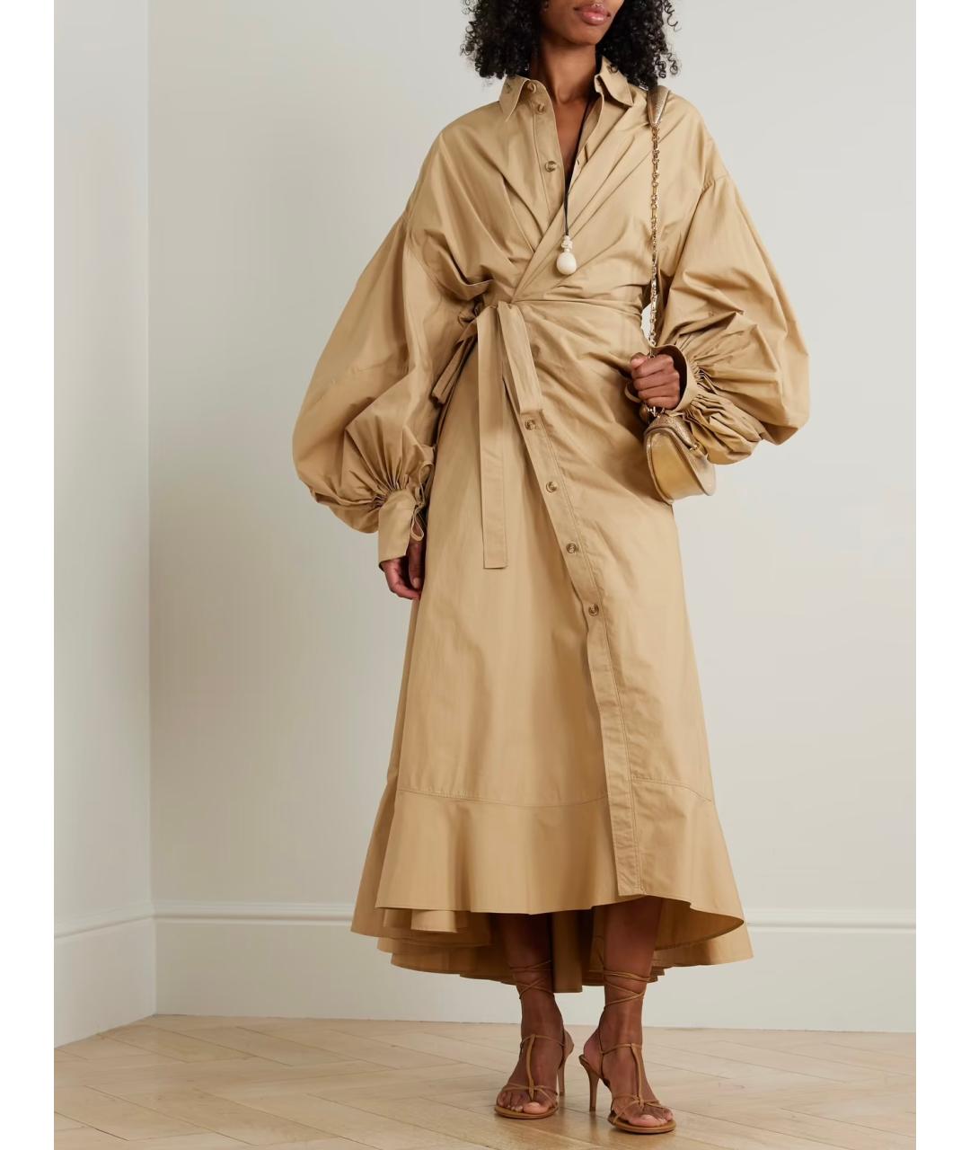 ZIMMERMANN Бежевое хлопковое коктейльное платье, фото 2