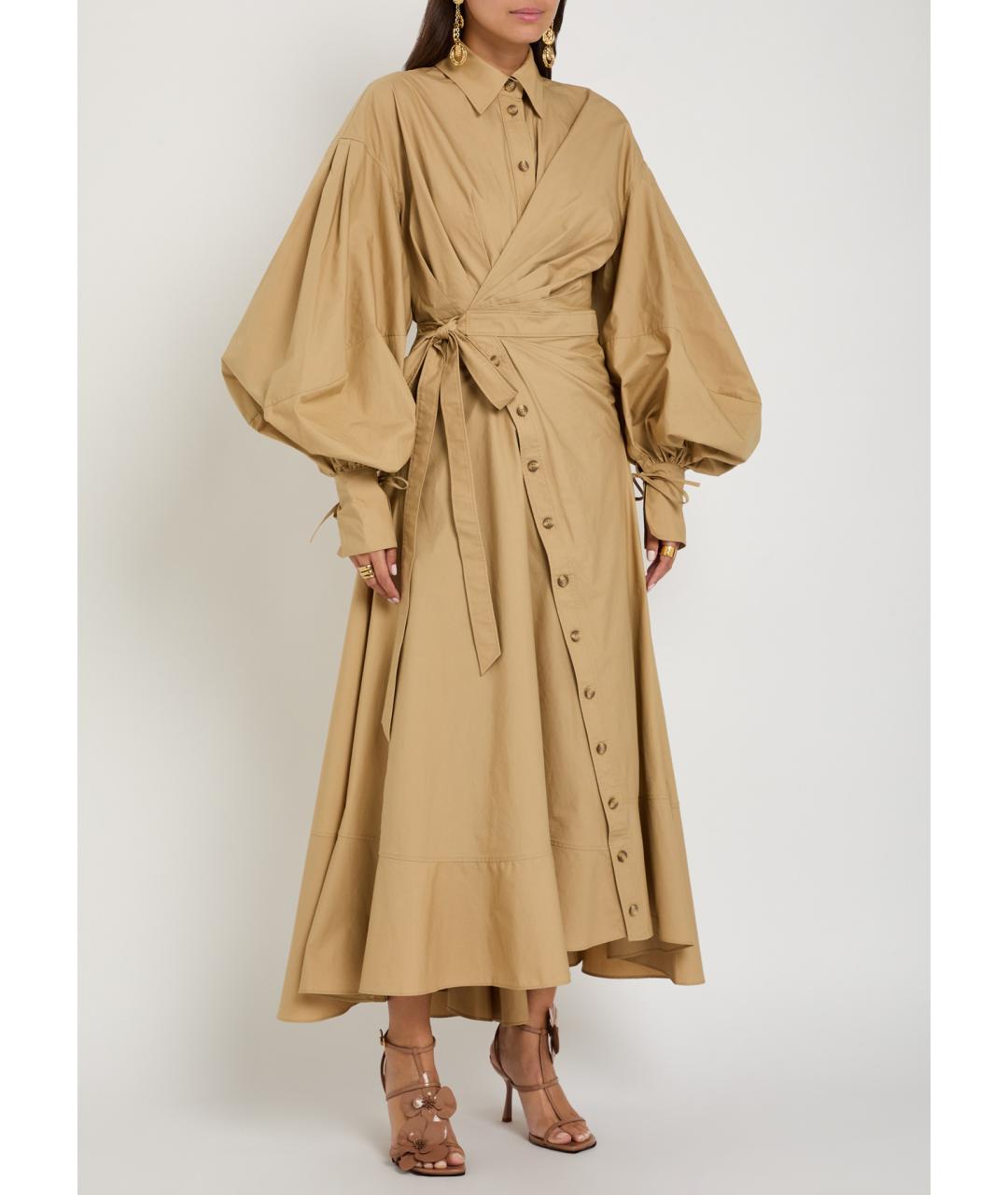 ZIMMERMANN Бежевое хлопковое коктейльное платье, фото 4