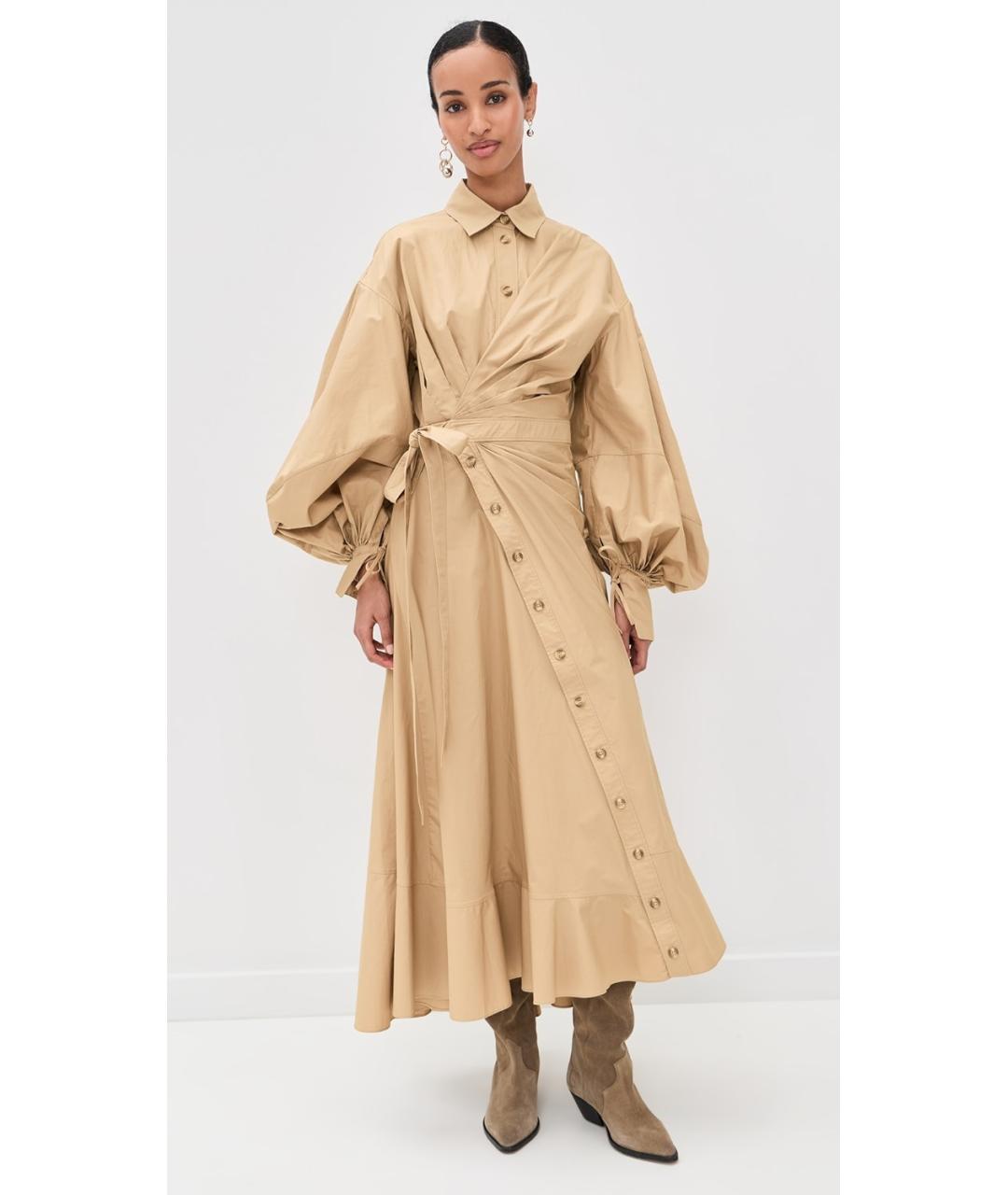 ZIMMERMANN Бежевое хлопковое коктейльное платье, фото 5