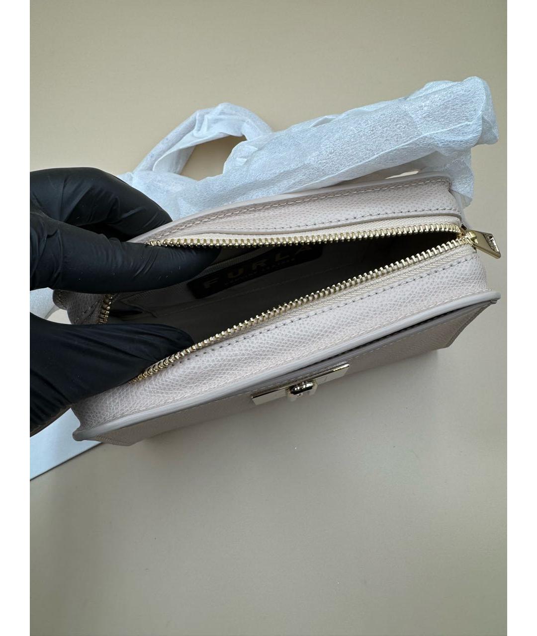 FURLA Бежевая кожаная сумка через плечо, фото 6
