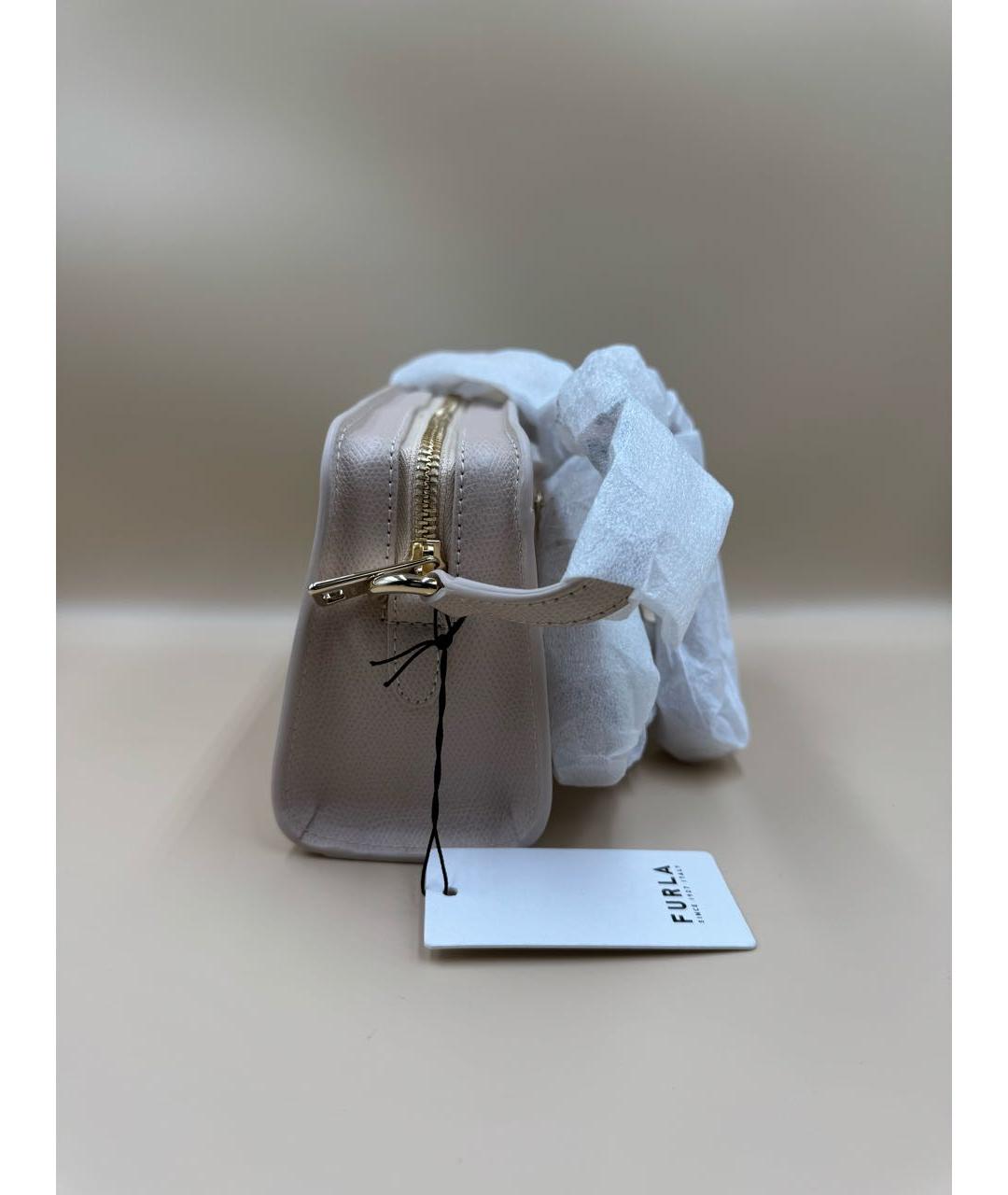 FURLA Бежевая кожаная сумка через плечо, фото 4