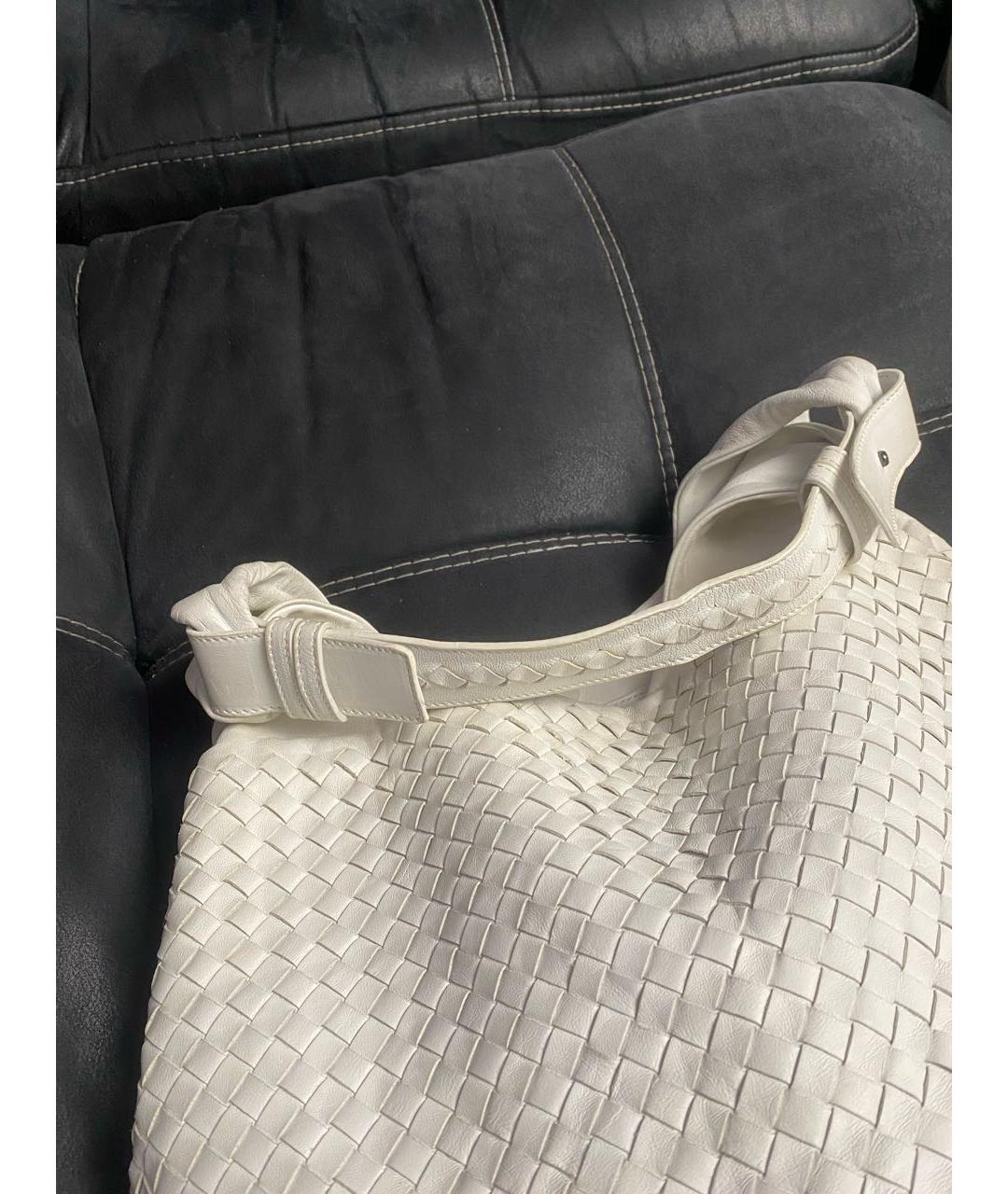 BOTTEGA VENETA Белая кожаная сумка через плечо, фото 4
