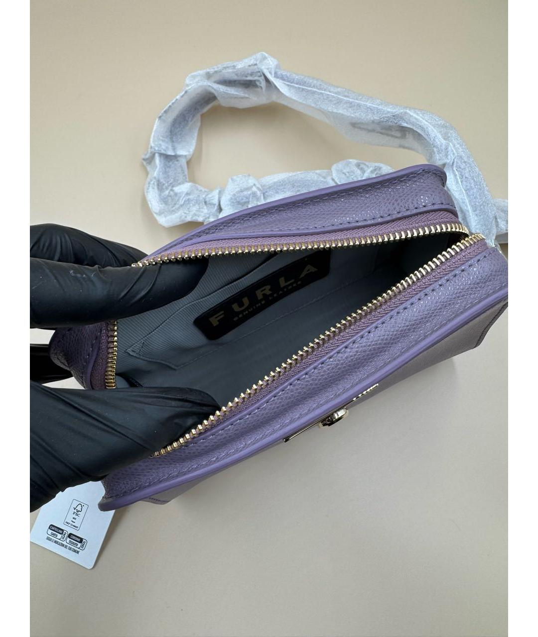 FURLA Фиолетовая кожаная сумка через плечо, фото 6