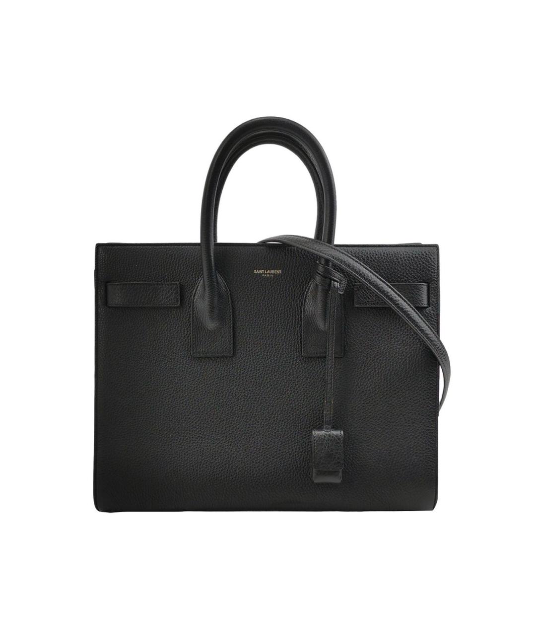 SAINT LAURENT Черная кожаная сумка тоут, фото 9