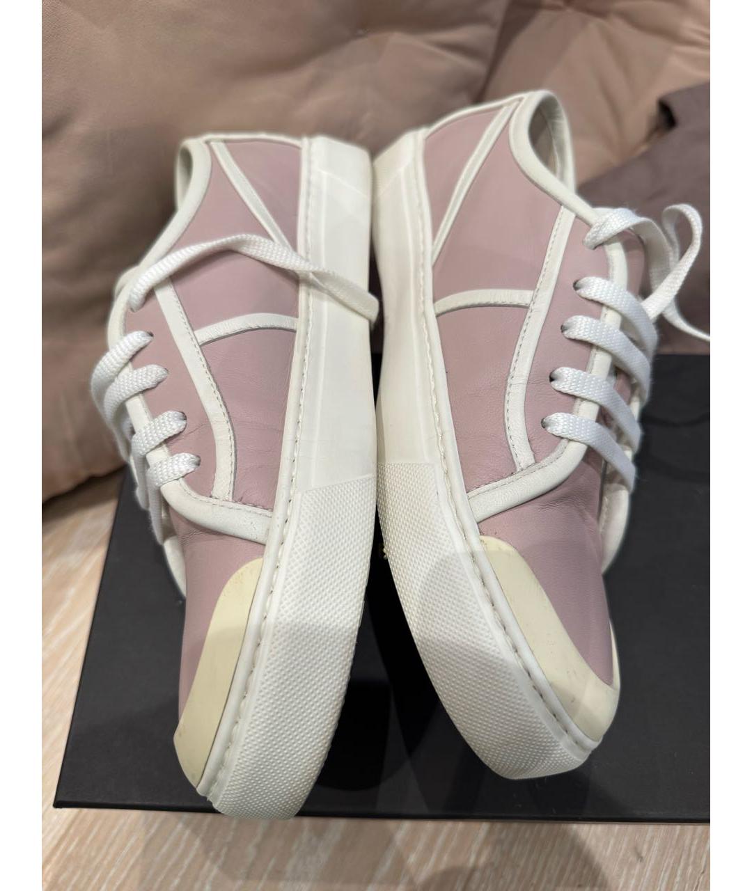 BOTTEGA VENETA Розовые кожаные кеды, фото 8