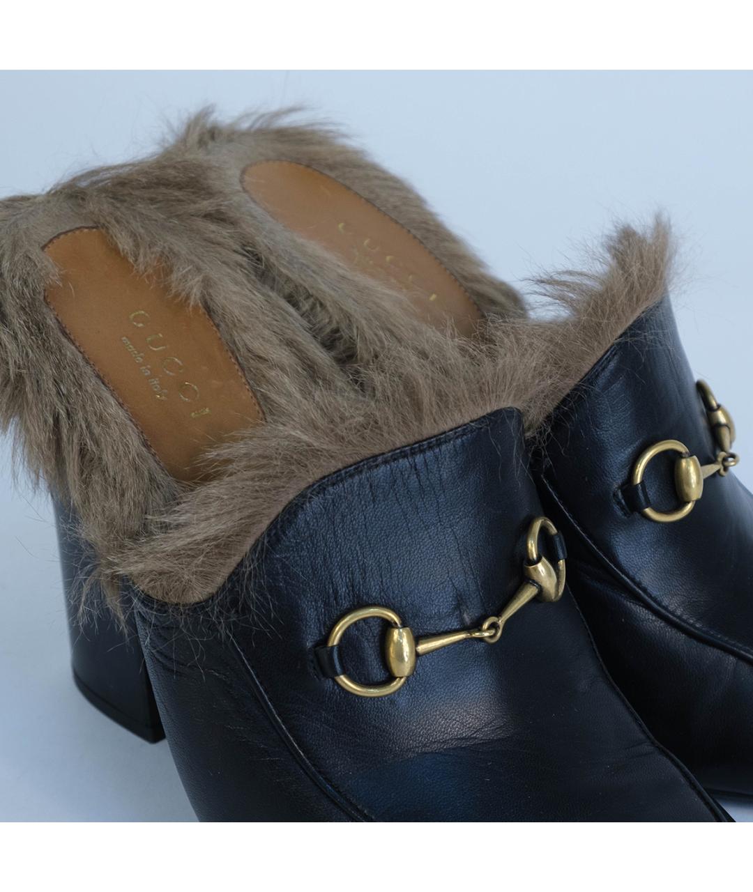 GUCCI Черные кожаные мюли, фото 5