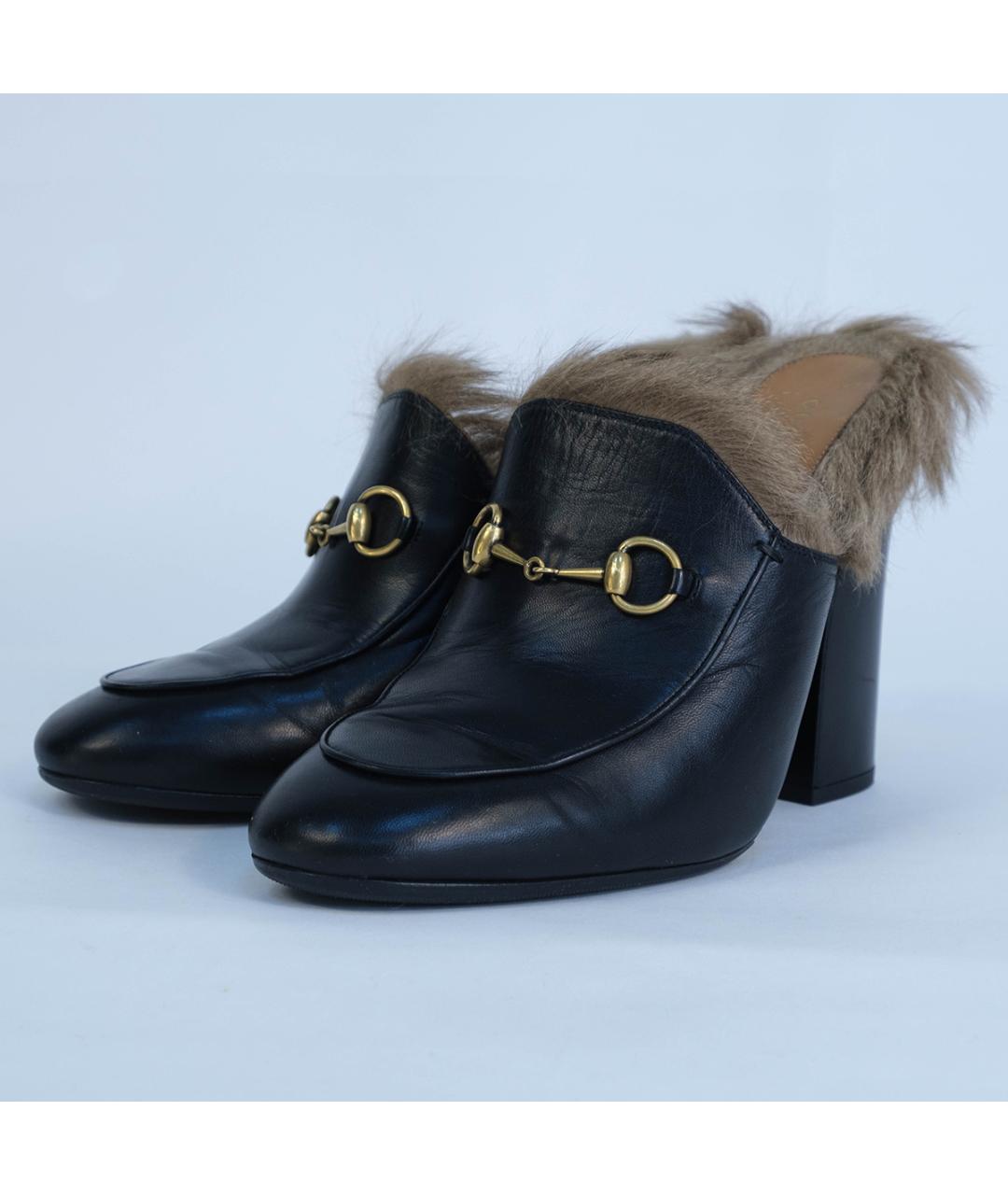 GUCCI Черные кожаные мюли, фото 3