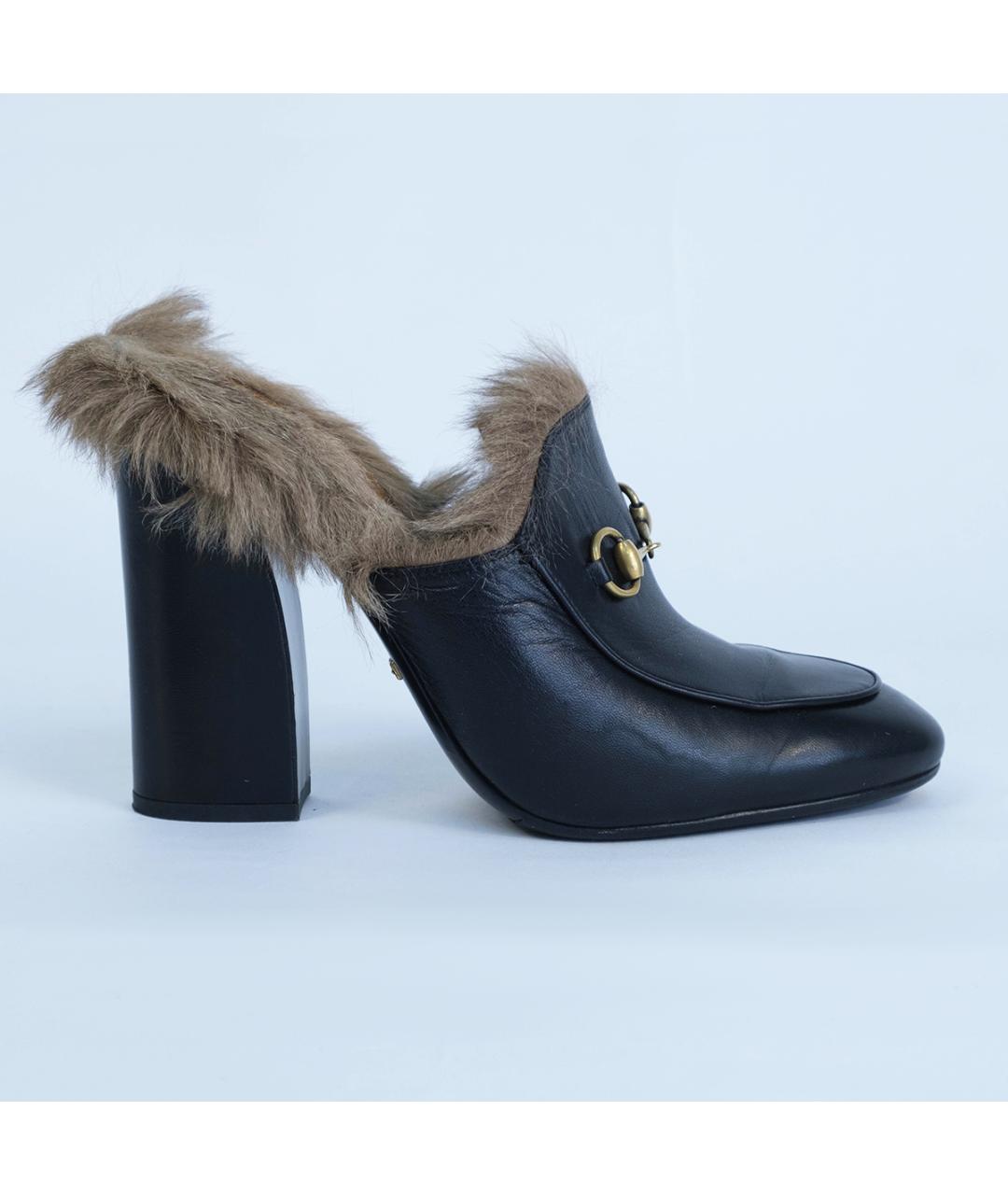 GUCCI Черные кожаные мюли, фото 2