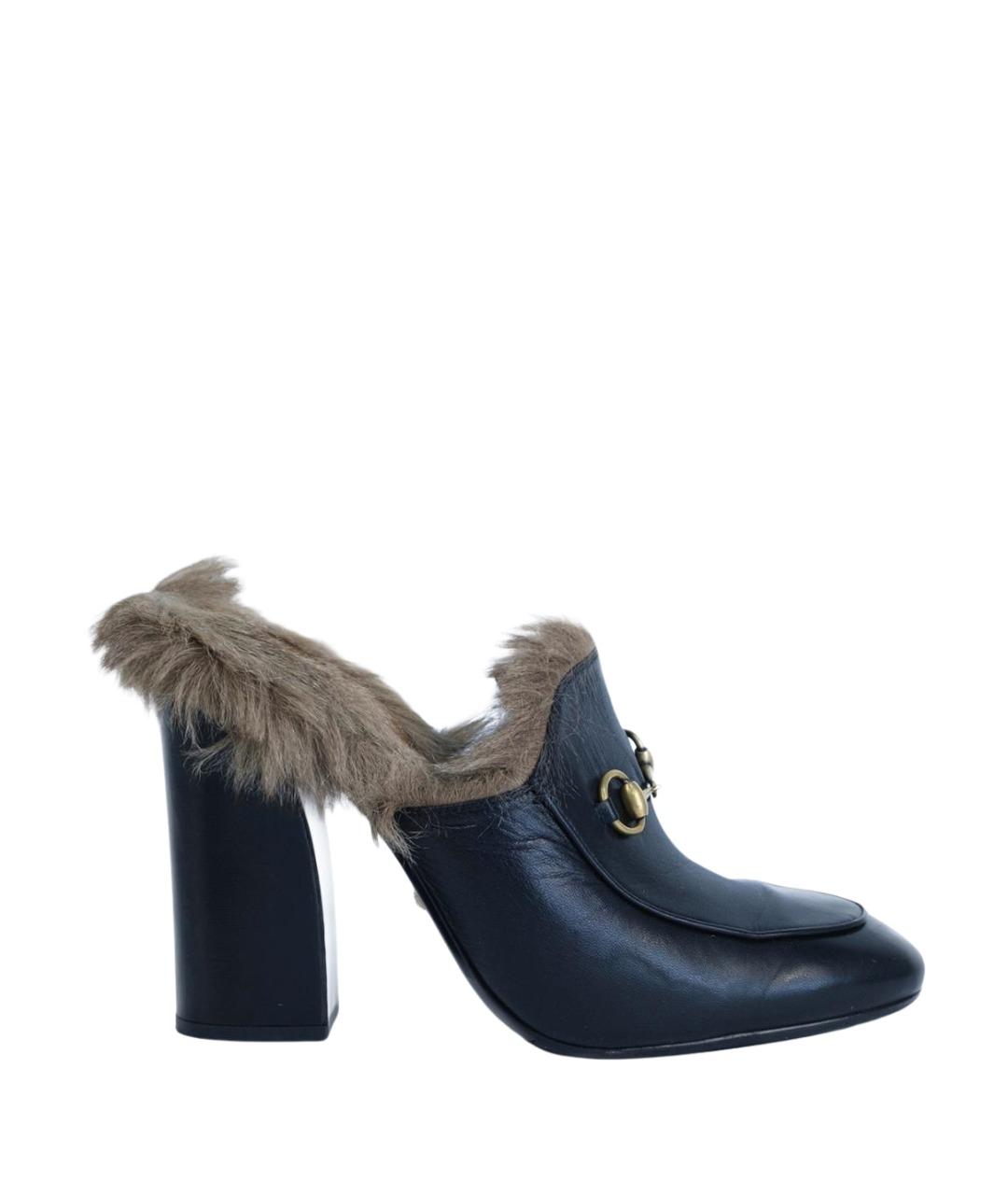 GUCCI Черные кожаные мюли, фото 1