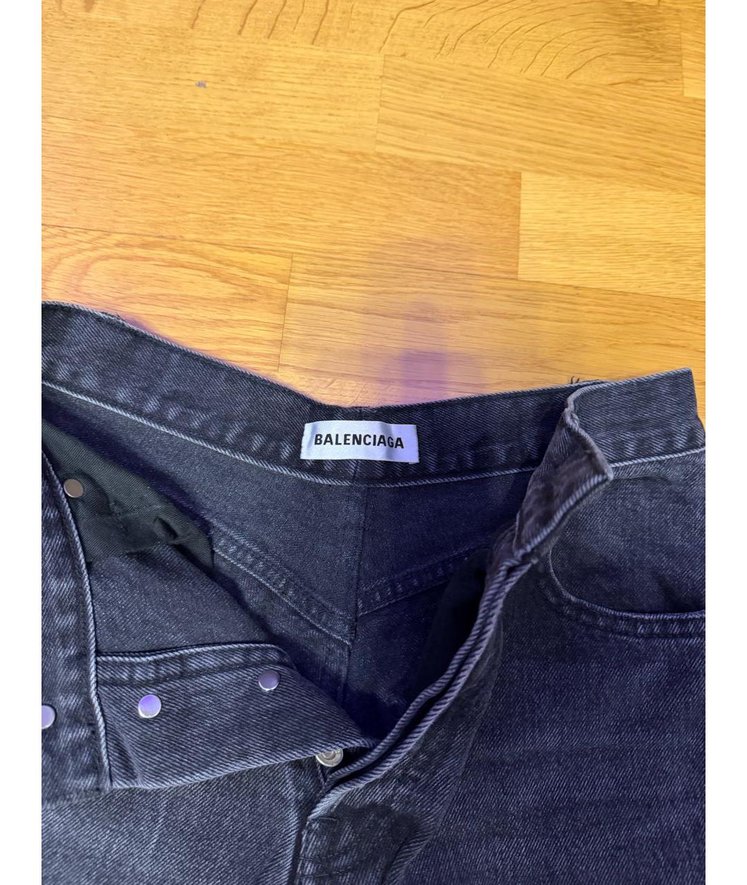 BALENCIAGA Антрацитовые хлопковые прямые джинсы, фото 5