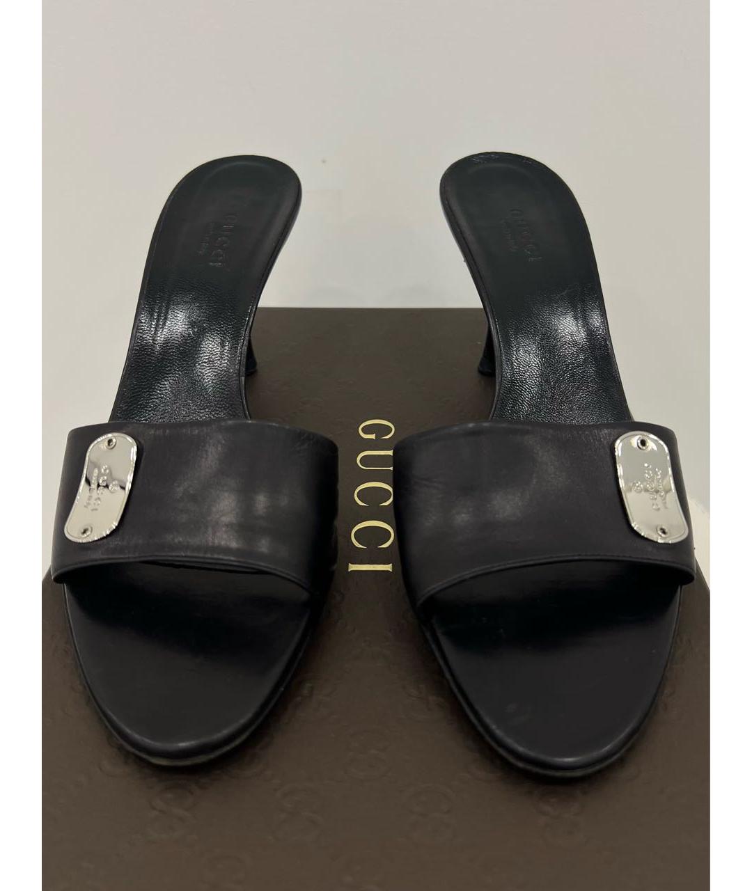 GUCCI Черные кожаные мюли, фото 3