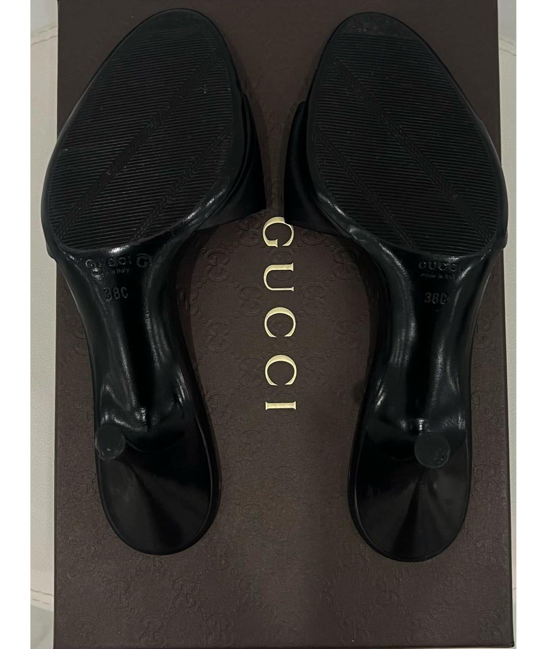 GUCCI Черные кожаные мюли, фото 6