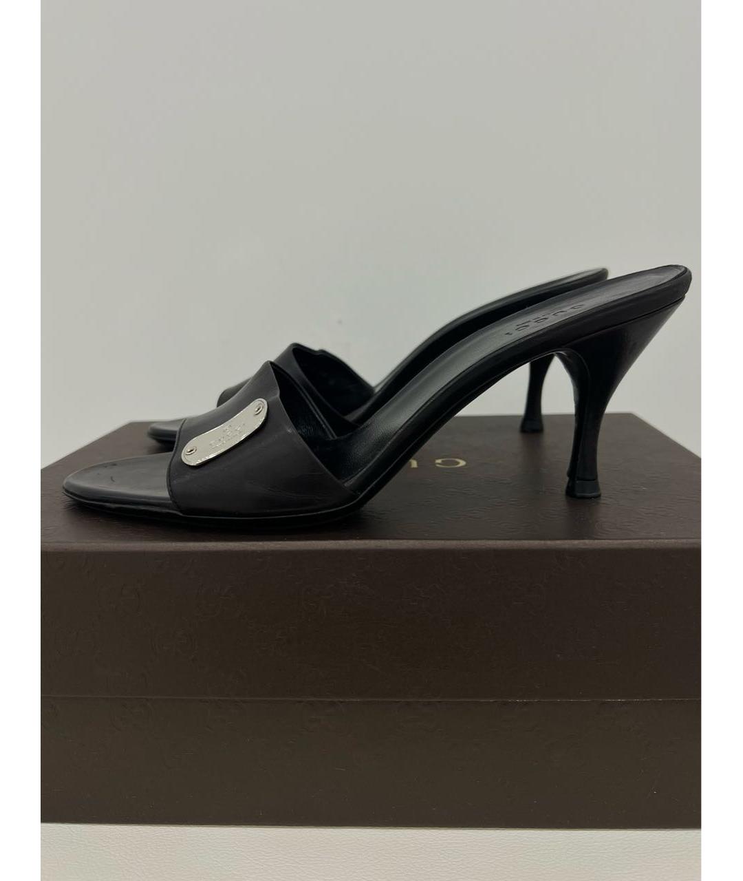 GUCCI Черные кожаные мюли, фото 4