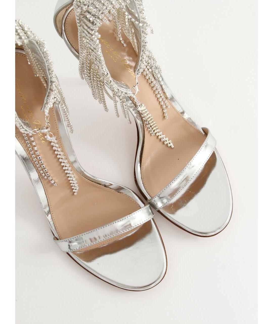 GIANVITO ROSSI Серебряные кожаные босоножки, фото 3
