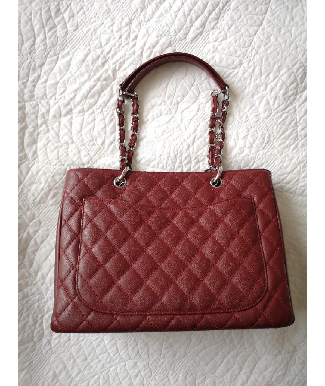 CHANEL Бордовая кожаная сумка тоут, фото 3