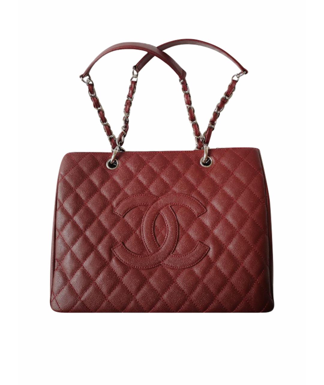 CHANEL Бордовая кожаная сумка тоут, фото 1