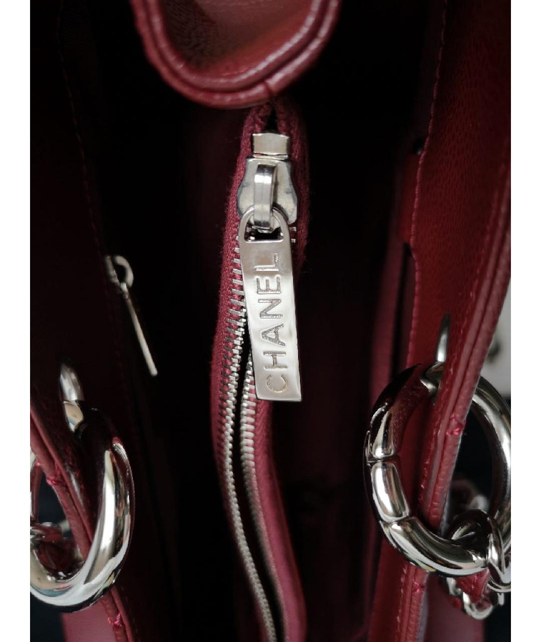 CHANEL Бордовая кожаная сумка тоут, фото 4