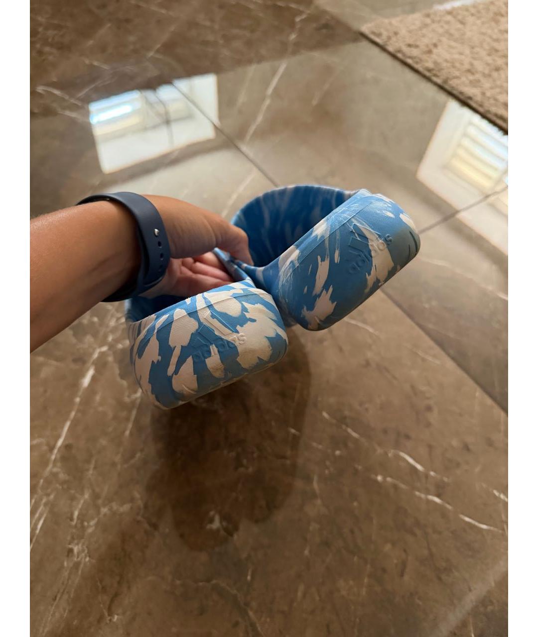 ADIDAS Голубые резиновые шлепанцы, фото 4