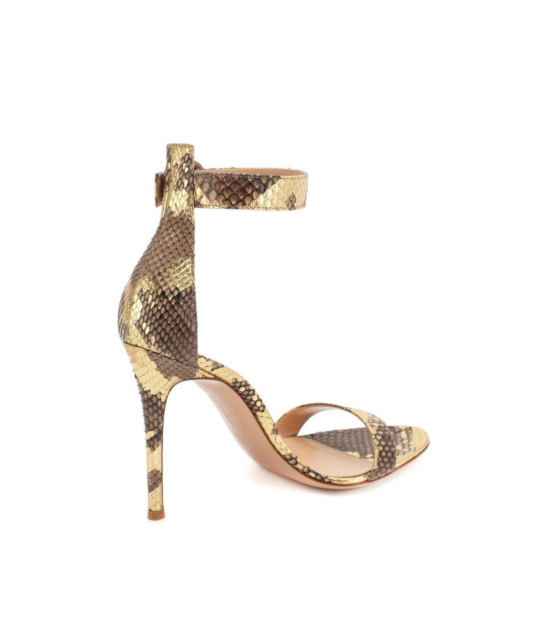 GIANVITO ROSSI Золотые кожаные босоножки, фото 4