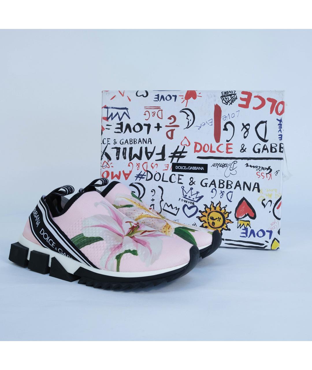 DOLCE&GABBANA Розовые текстильные кеды, фото 8