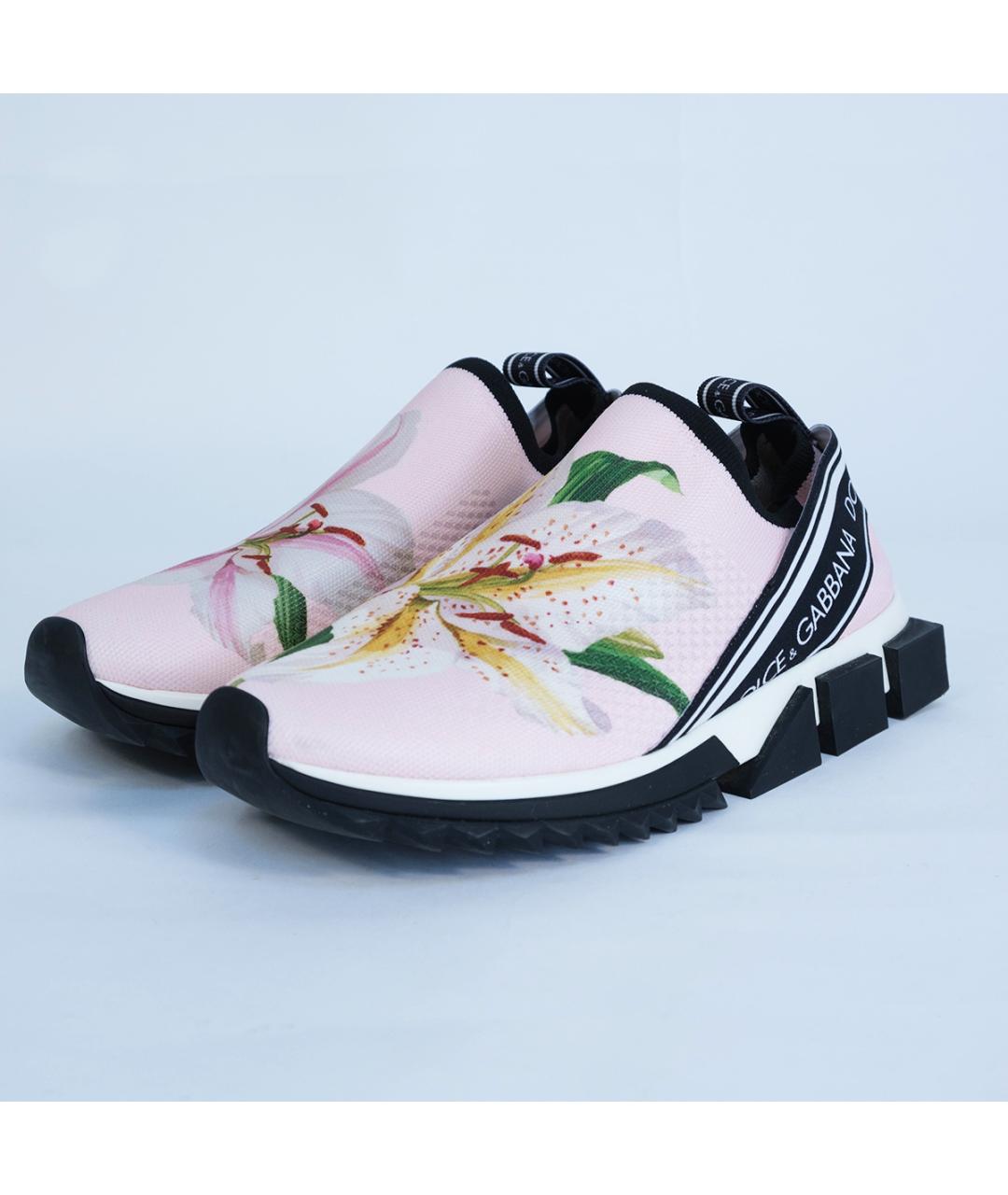 DOLCE&GABBANA Розовые текстильные кеды, фото 3