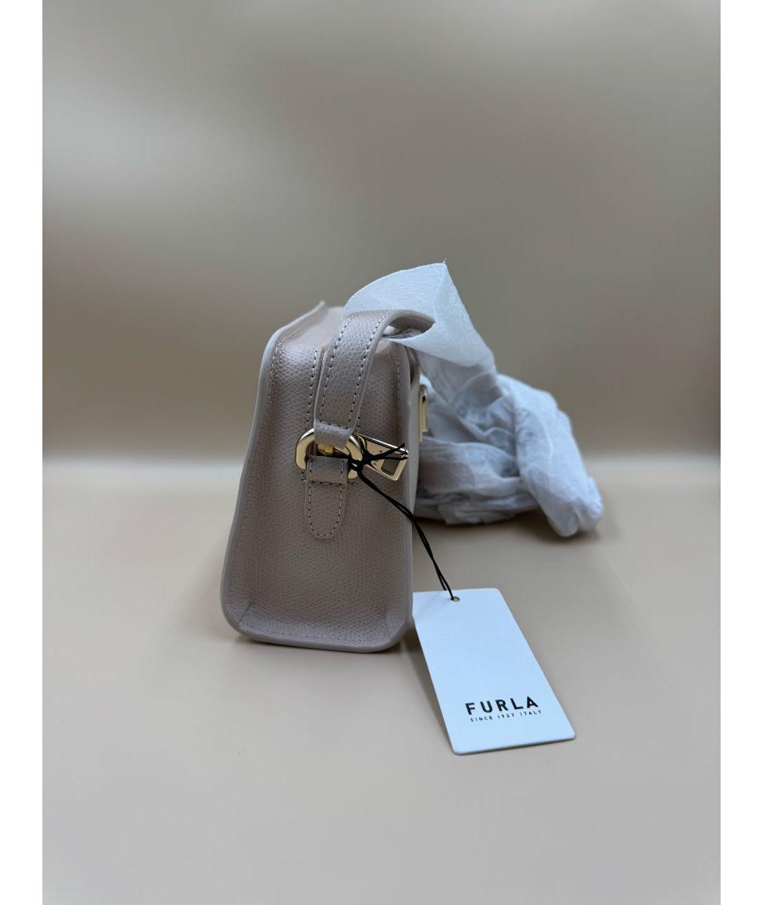 FURLA Бежевая кожаная сумка через плечо, фото 4