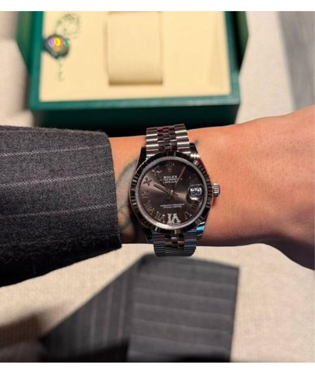 ROLEX Серые часы из белого золота, фото 5